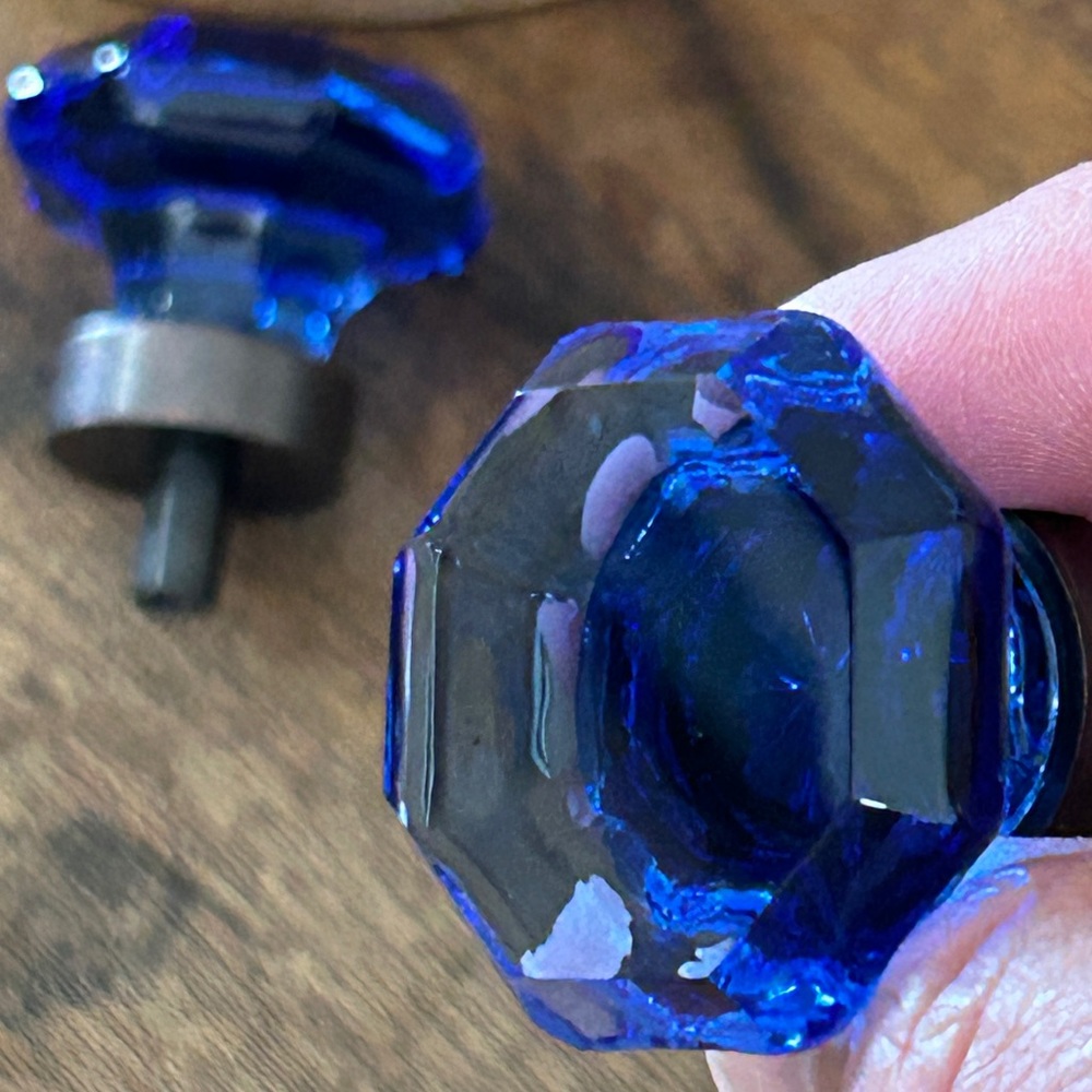 Cobalt Blue Glass Knobs - 1 Pair - Picture 4 of 12